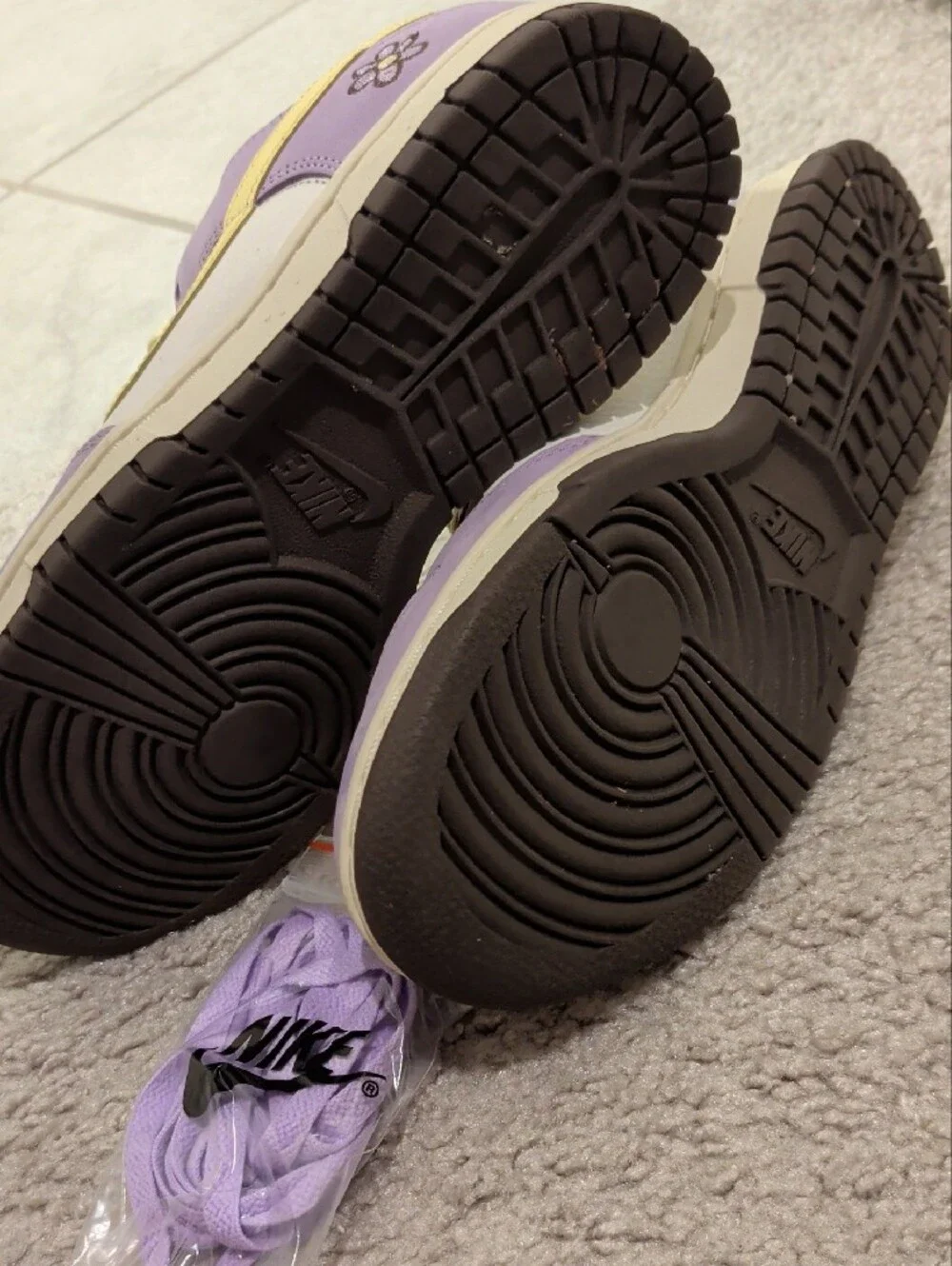 Nike Dunk Low Lavender and Butter Yellow with Floral Accent
